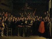 Ratification of the Peace of Munster between Spain and the Dutch Republic in the town hall of Munster, 15 May 1648. Gerard ter Borch the Younger
